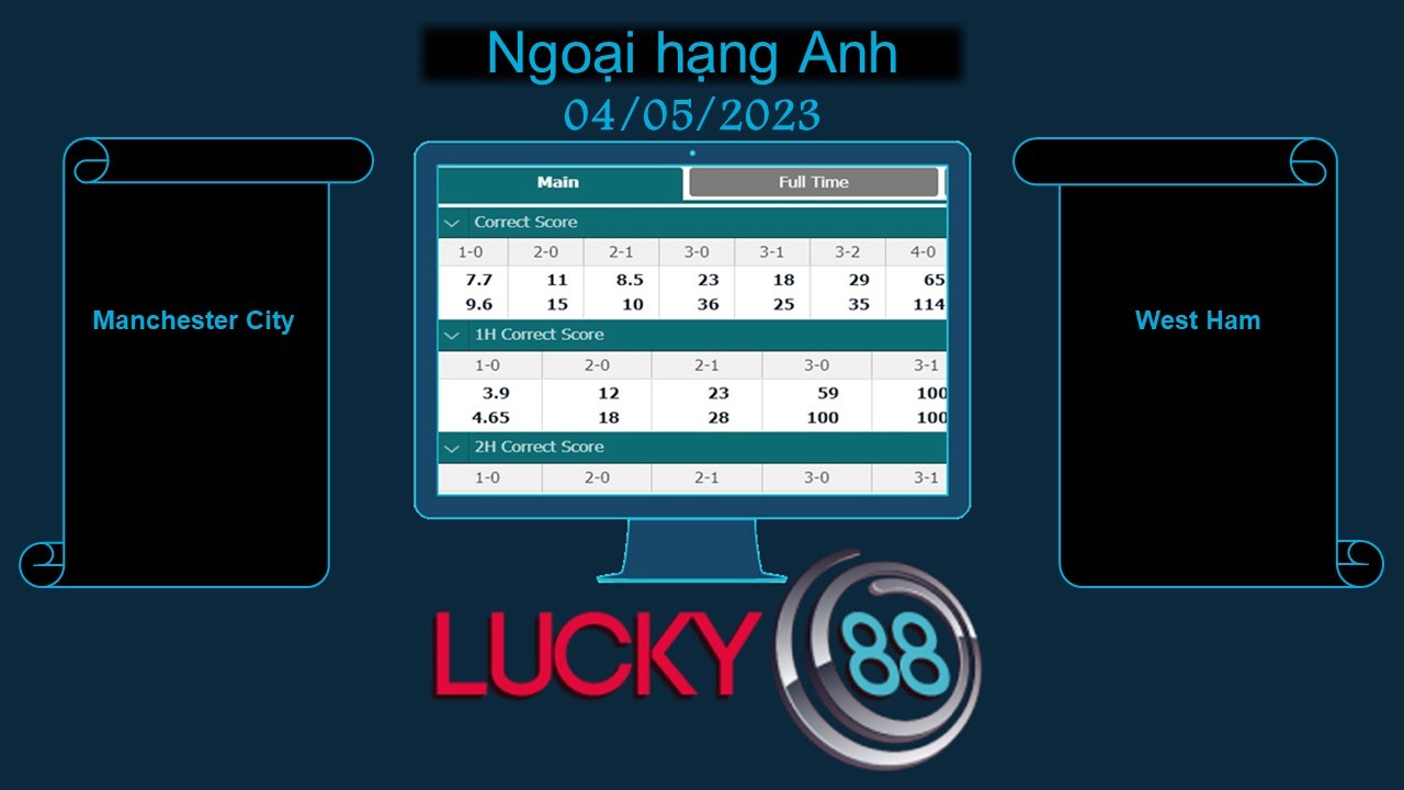 LUCKY88 Manchester City vs West Ham, Soi kèo bóng đá hôm nay 04/05/2023, Ngoại hạng Anh