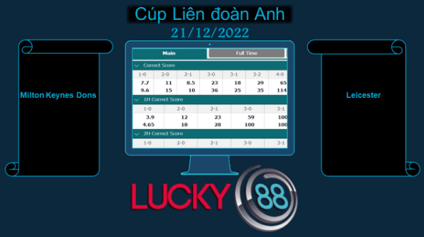 LUCKY88 Milton Keynes Dons vs Leicester, Soi kèo bóng đá hôm nay 21/12/2022, Cúp Liên đoàn Anh