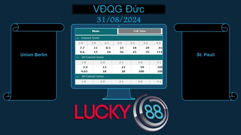 LUCKY88 Union Berlin vs St. Pauli, Soi kèo bóng đá hôm nay 31/08/2024, VĐQG Đức
